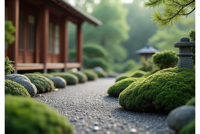 伝統的な日本庭園の落ち着いた景色