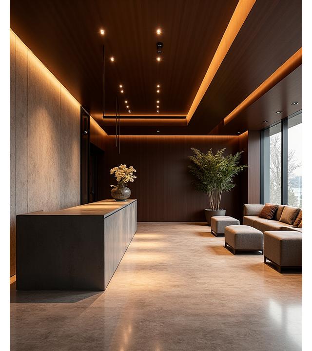 Waza Suitesのモダンで落ち着いたロビー