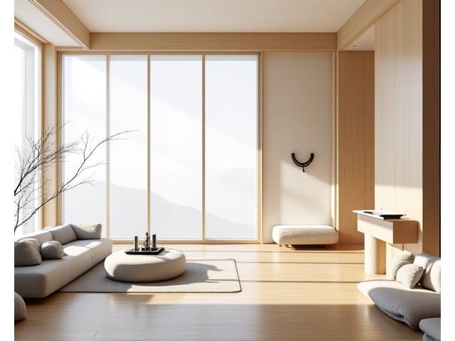 ミニマリストなスイートのリビングエリア